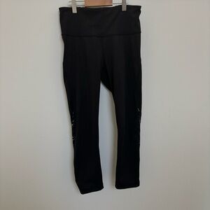 Kirkland Signature Black Leggings 3/4 length with side decals - Size S